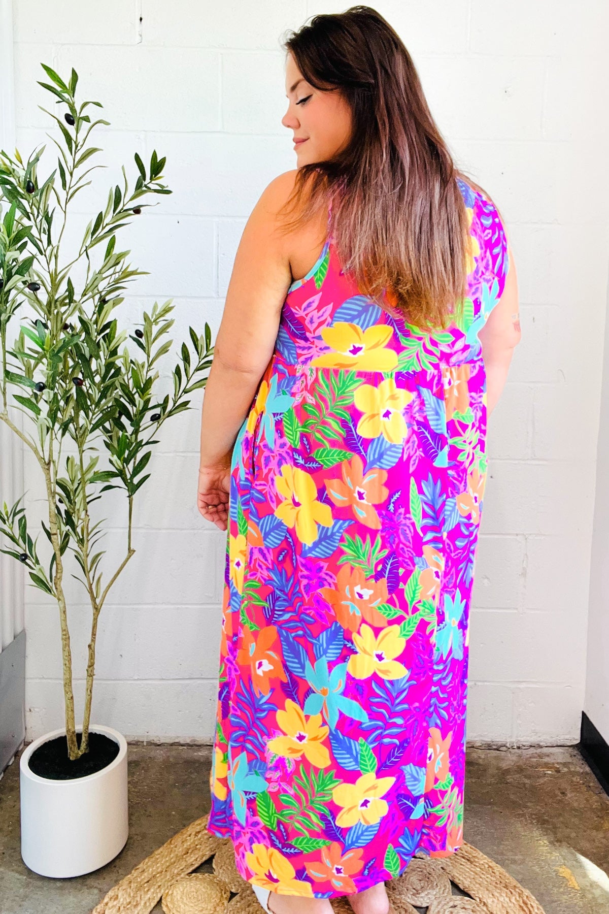 Diva Dreams Multicolor Tropical Floral Fit & Flare Maxi Dress